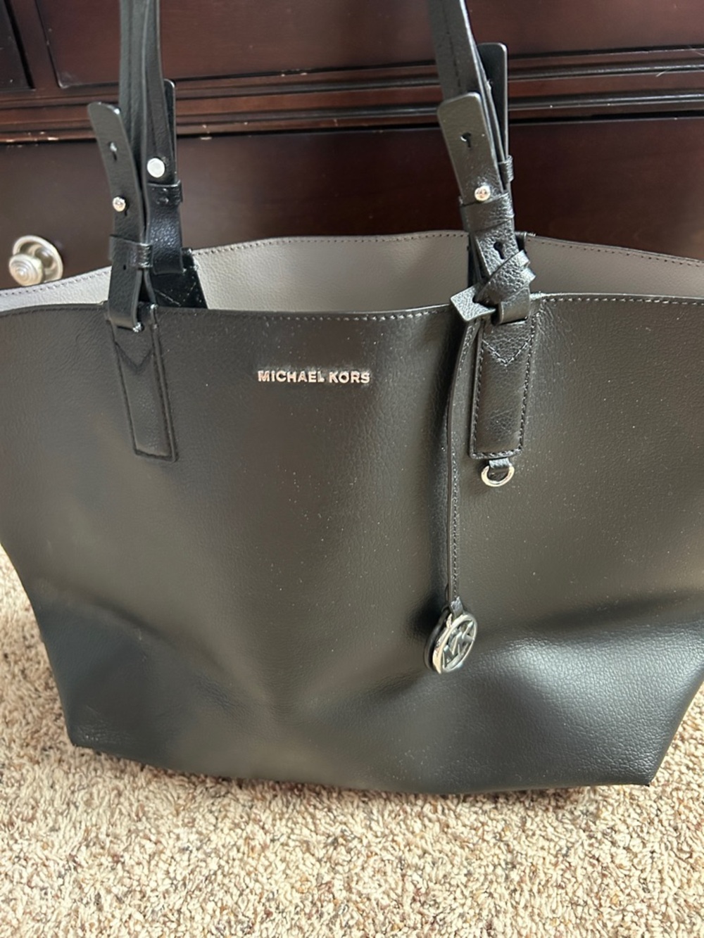 Michael Kors Black Leather Logo Tote